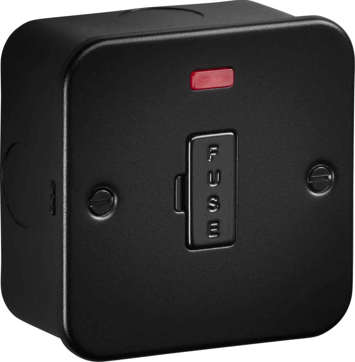 Knightsbridge M6000NTB Metalclad 13A Unswitched Fused Spur with Neon - Textured Sand Black Finish