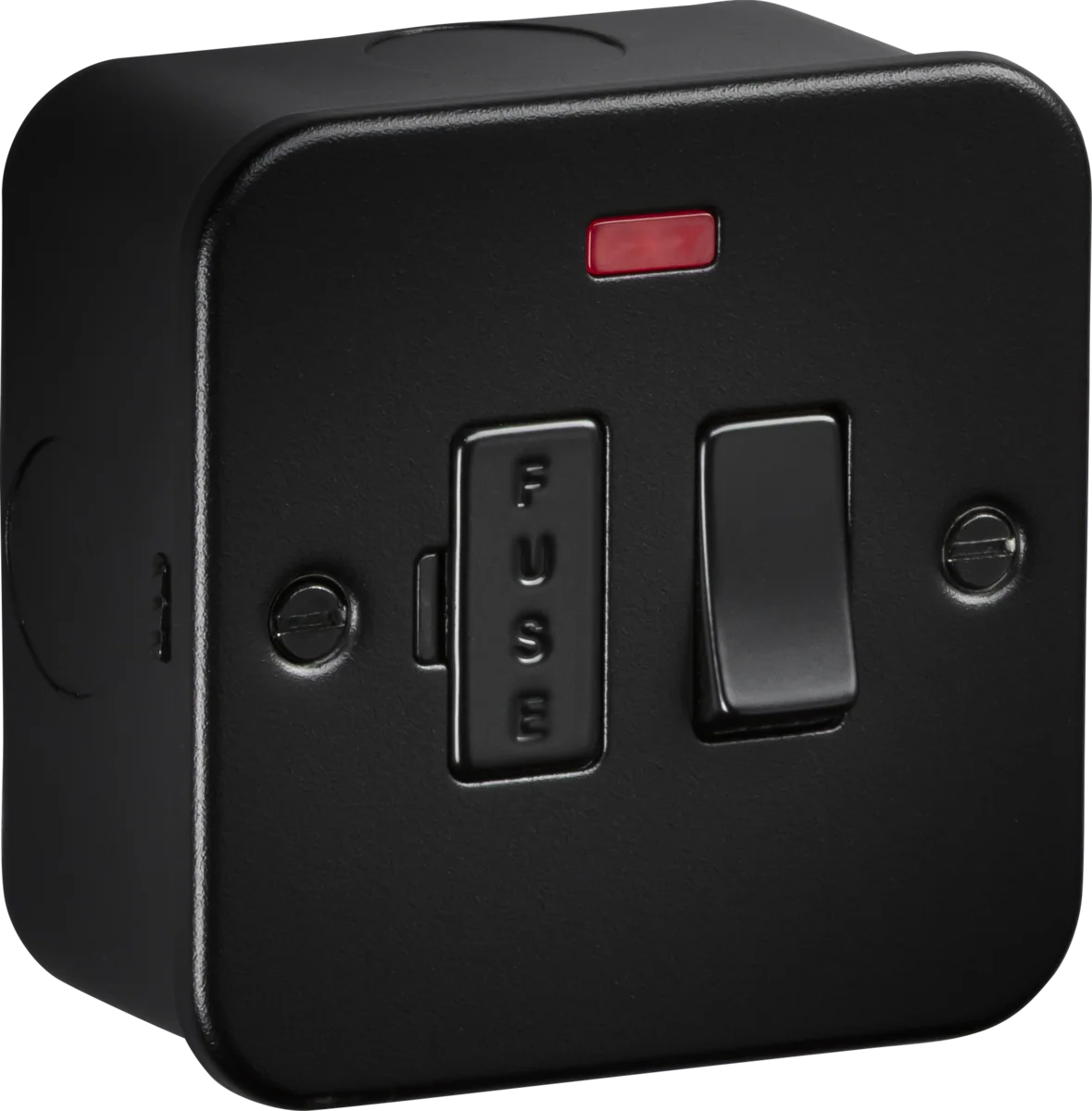 Knightsbridge M6300NTB Metalclad 13A Switched Fused Spur with Neon - Textured Sand Black Finish