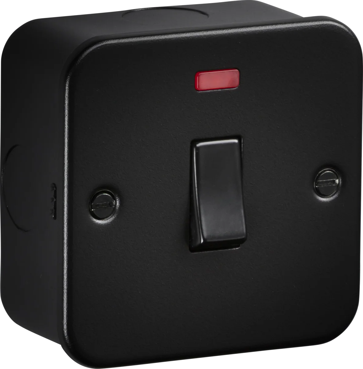 Knightsbridge M8331NTB Metalclad 45A 1G DP Switched with Neon - Textured Sand Black Finish