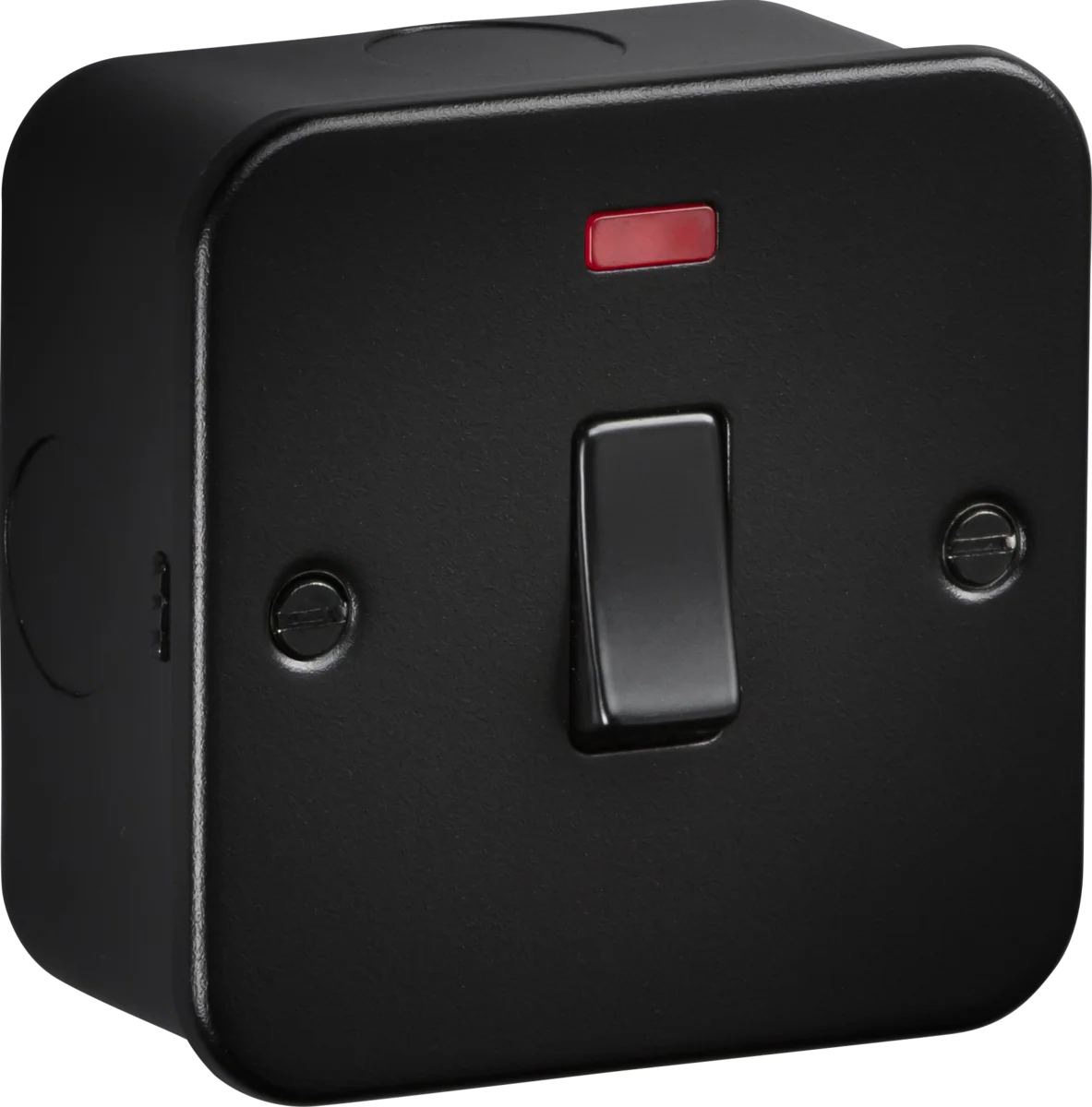 Knightsbridge M8341NTB Metalclad 20A 1G DP Switch with Neon - Textured Sand Black Finish