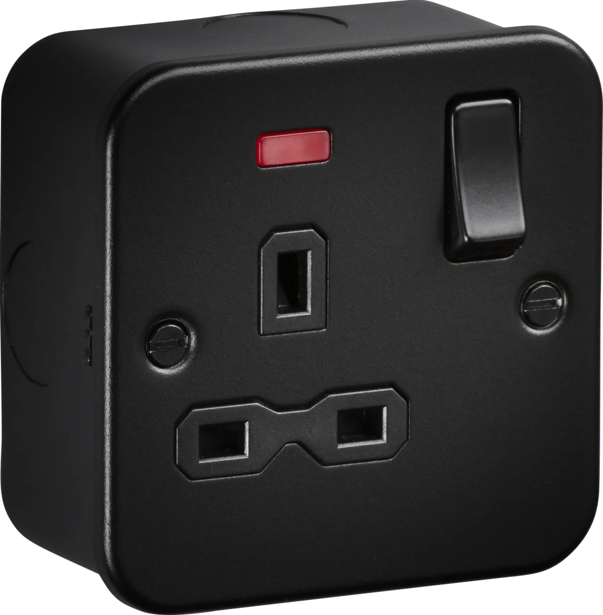 Knightsbridge MR7000NTB Metalclad 13A 1G DP Switched Socket with neons - Textured Sand Black Finish