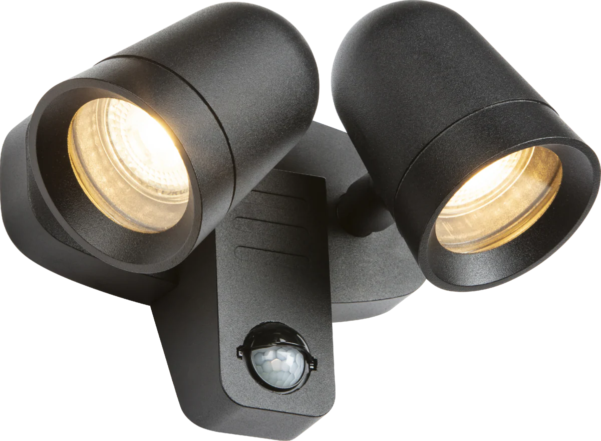 Knightsbridge NESGUPIR Neso 230V IP54 GU10 Twin Security Spotlights with PIR