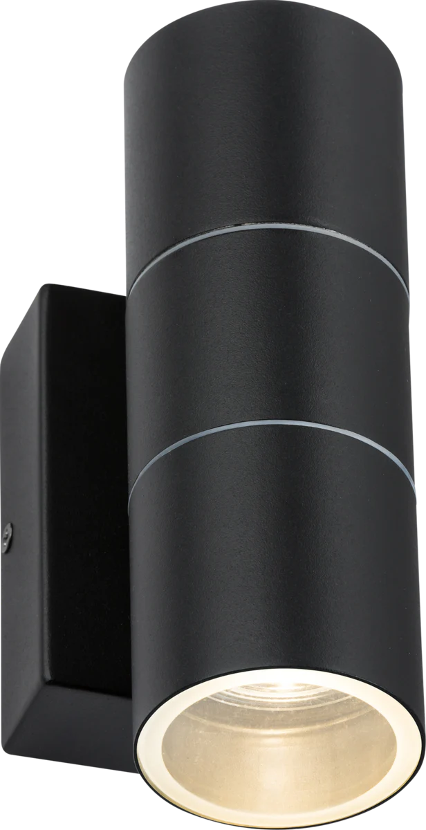 Knightsbridge OWALL02BKP 230V IP54 GU10 Up and Down Wall Light with Photocell Sensor - Black