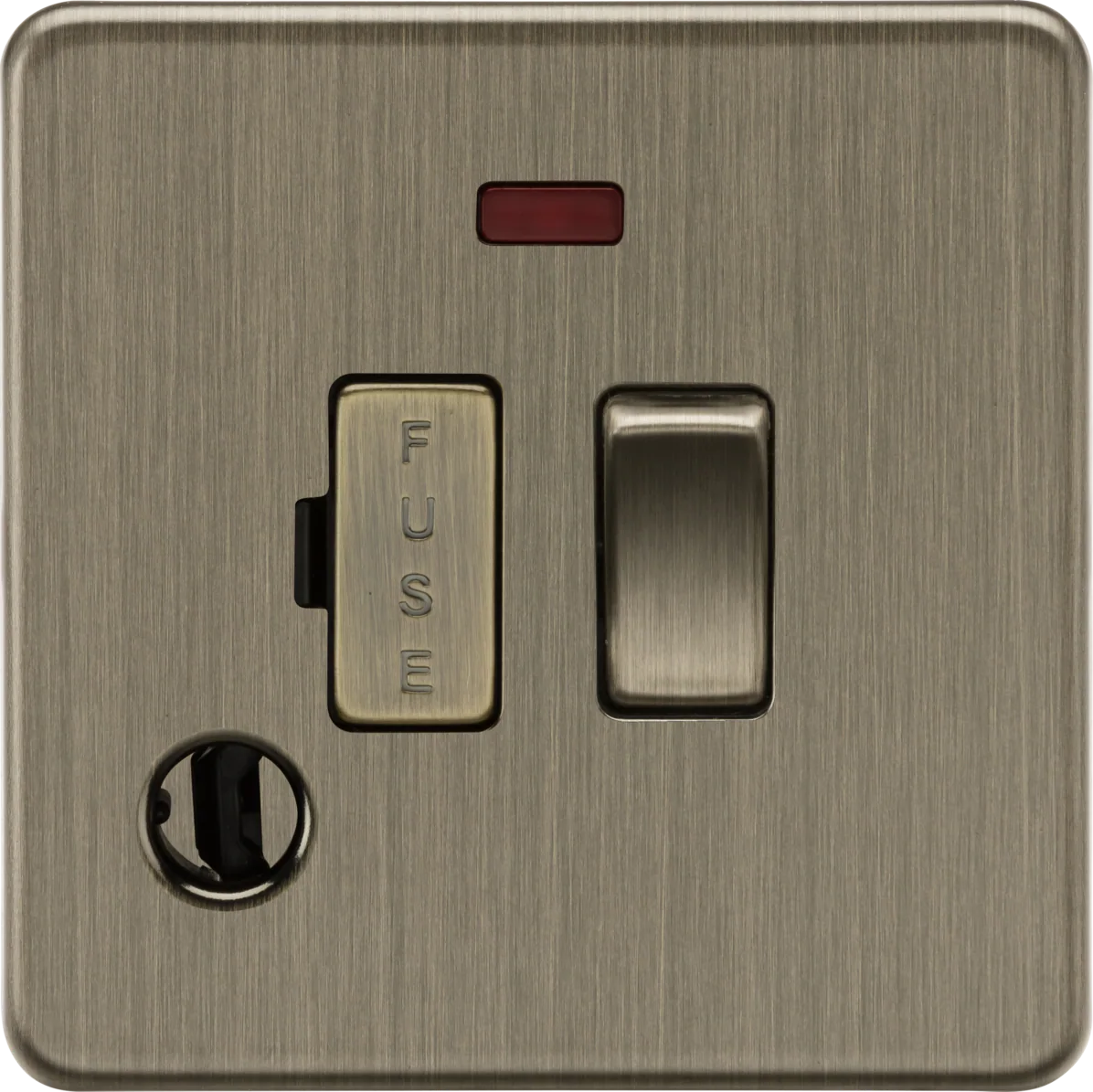 Knightsbridge SF6300FAB 13A Switched Fused Spur with Neon and Flex Outlet - Antique Brass