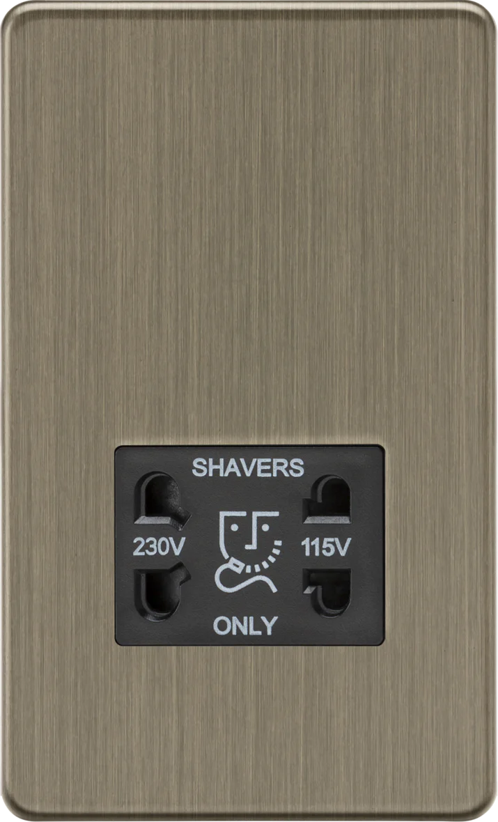 Knightsbridge SF8900AB 115V/230V Dual Voltage Shaver Socket - Antique Brass