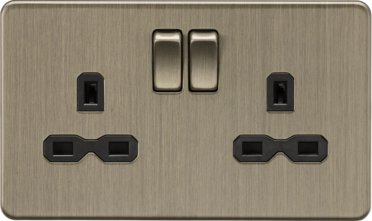 Knightsbridge SFR9000AB 13A 2G DP Switched Socket - Antique Brass