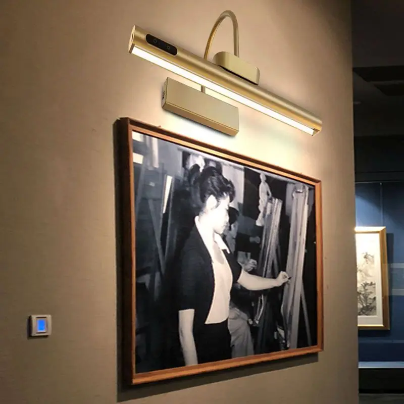 LED Battery Powered Rechargeable LED Wall Mounted Picture Light - Brass - Image 3