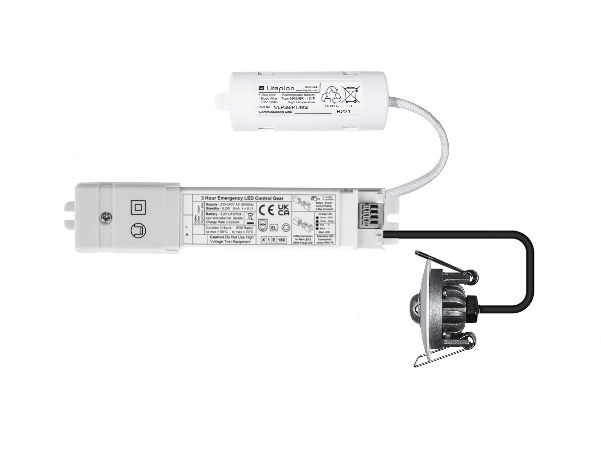 Liteplan S/BNM1/LED/43/OA/W 700mA Open Area with Halo Charge LED Ceiling Recessed Basic Emergency