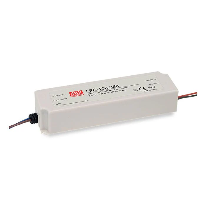 LPC-100-S - Mean Well LPC-100 Series IP67 Rated LED Driver 350-2100mA 100W
