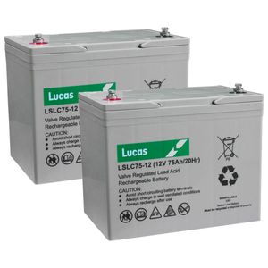 Lucas PAIR OF LSLC75-12 SEALED LEAD ACID BATTERIES 75AH