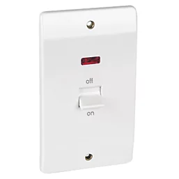 MK Logic Plus 50A 2-Gang DP Control Switch White with Neon