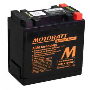 MOTOBATT MBTX12UHD BLACK QUADFLEX AGM BIKE BATTERY 12V 14AH