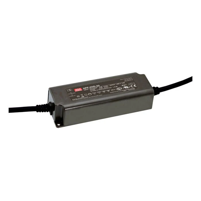 NPF-60D-S - Mean Well NPF-60D-S Series IP67 Rated Dimmable LED Driver 1.12-5A 60W