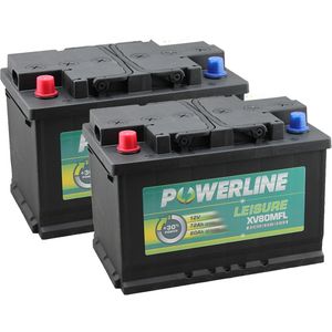 PAIR OF XV80MFL LEISURE BATTERY 12V (POSITIVE FRONT LEFT)