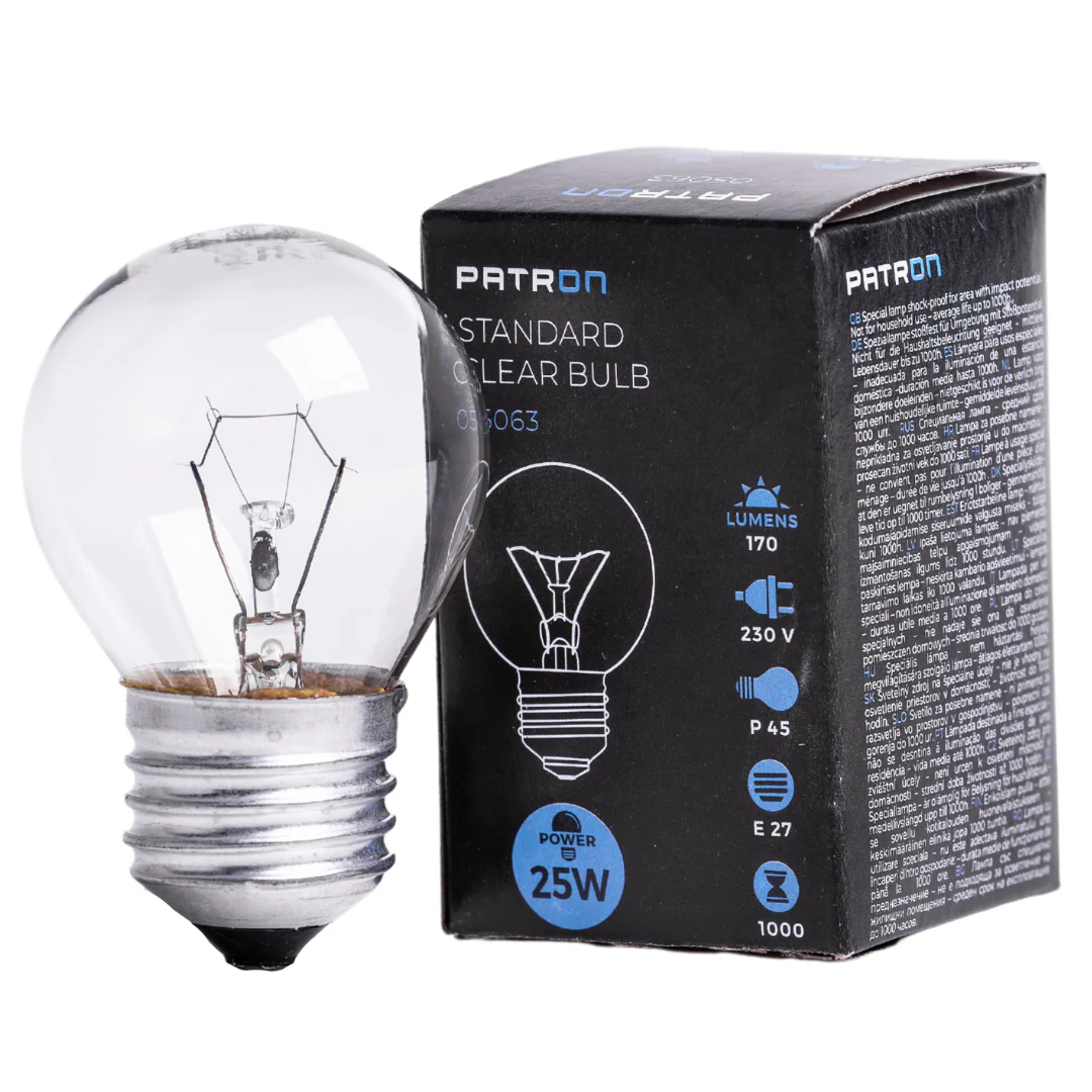 Patron - 05063 Incandescent Bulb E27 25W P45 230V CL