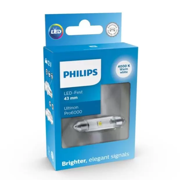 Philips 11866WU60X1 100 lm 4000K C5W Number Plate Bulbs