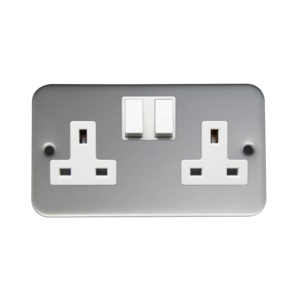 Caradok 2G 13A DP Switched Socket Metalclad