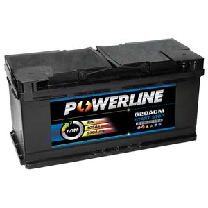 Powerline 020 AGM START STOP CAR BATTERY 105AH