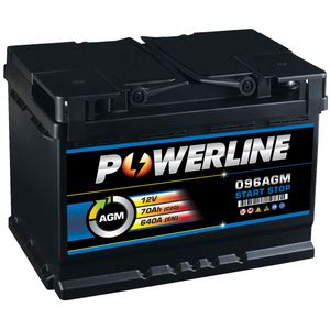 Powerline 096 AGM STOP START CAR BATTERY 12V 70AH