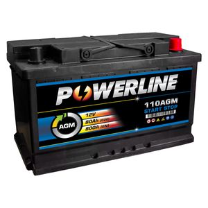 Powerline 110 AGM START STOP CAR BATTERY 12V 80AH