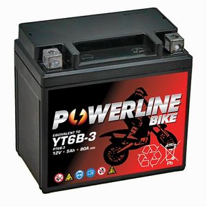 Powerline YT6B-3 MOTORCYCLE BATTERY 12V 5AH