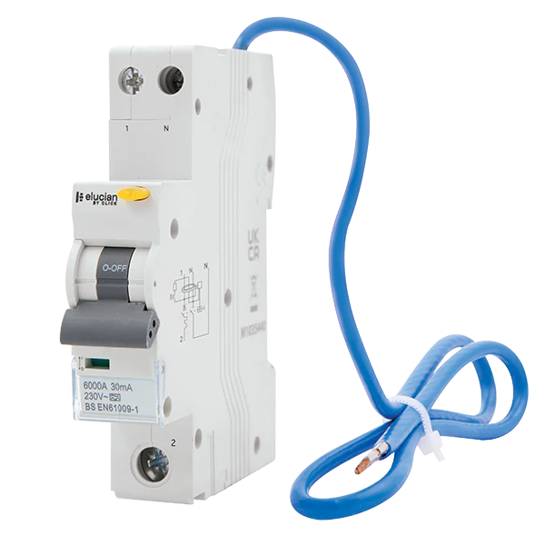 Scolmore CU1RCBOD16B Rcbo B Curve 1 Pole + Switched Neutral Bi-directional True 6ka B Curve 16a 30ma Rcbo (type A)