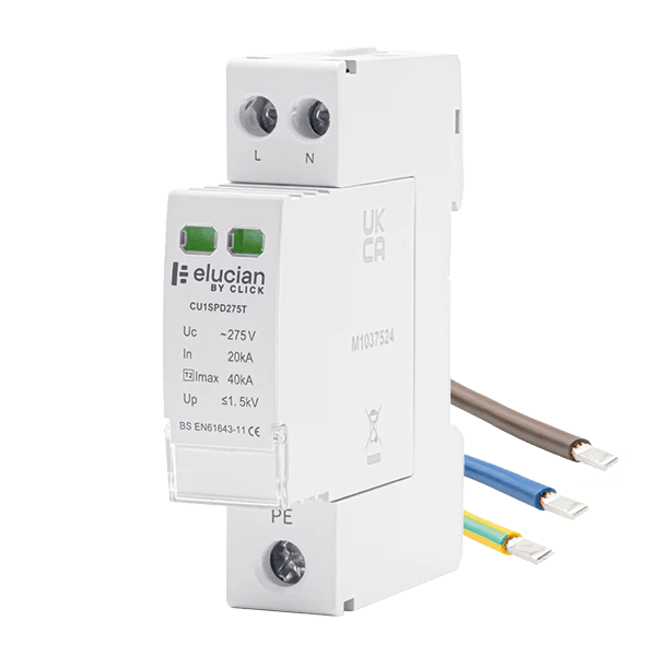 Scolmore CU1SPD275T Spd Type 2 2 Pole 18mm 275uc 40ka Spd With Tails