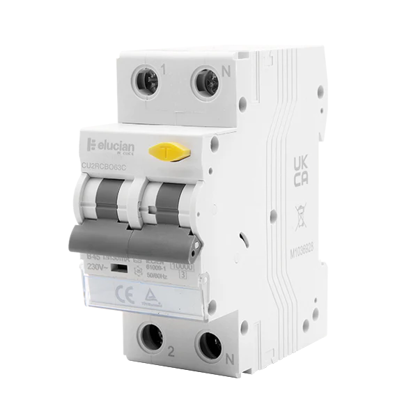 Scolmore CU2RCBO63C Rcbo C Curve Double Pole Bi-directional True 6ka C Curve 63a 30ma Rcbo (type A)