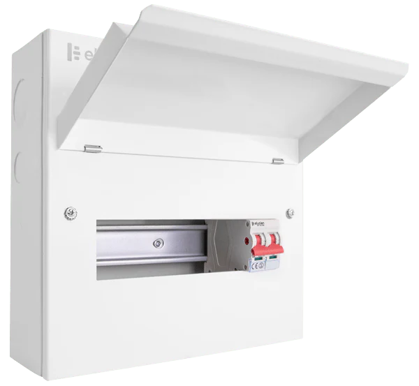 Scolmore CUEB10MS8 Consumer Unit Main Swtich 10 Way Elucian Metal Consumer Unit With 100a Mains Switch (8 Free Ways)