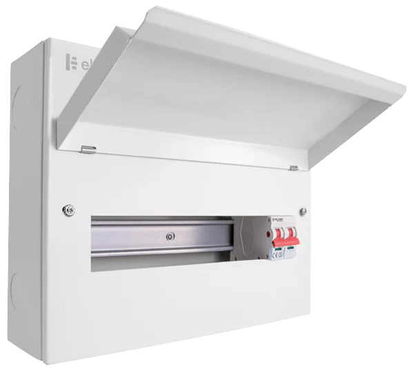Scolmore CUEB14MS12 Consumer Unit Main Swtich 14 Way Metal Consumer Unit With 100a Mains Switch (12 Free Ways)