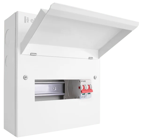 Scolmore CUEB8MS6 Consumer Unit Main Swtich 8 Way Elucian Metal Consumer Unit With 100a Mains Switch (6 Free Ways)