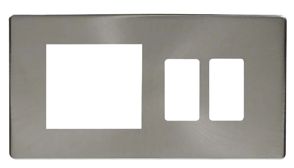 Scolmore SCP31102BS Hotel Accessory Plate - 2 Gang Gridpro Frontplate With Twin New Media Aperture Cover Plate