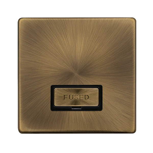 Scolmore SFAB750BK 13A INGOT FUSED CONNECTION UNIT - ANTIQUE BRASS COVER PLATE - BLACK INSERT