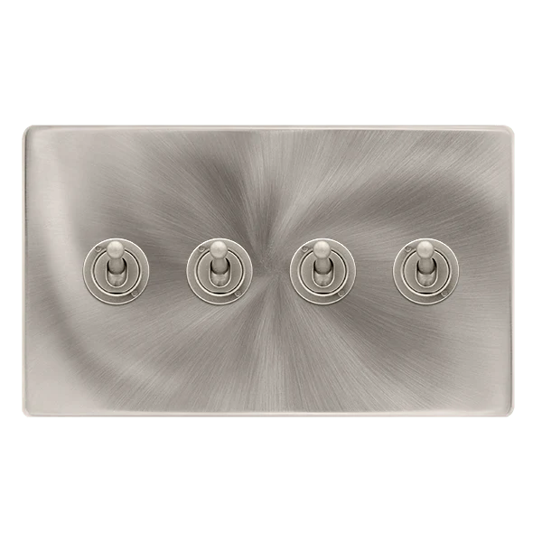 Scolmore SFBS424 10AX 4 GANG 2 WAY TOGGLE SWITCH - BRUSHED STEEL