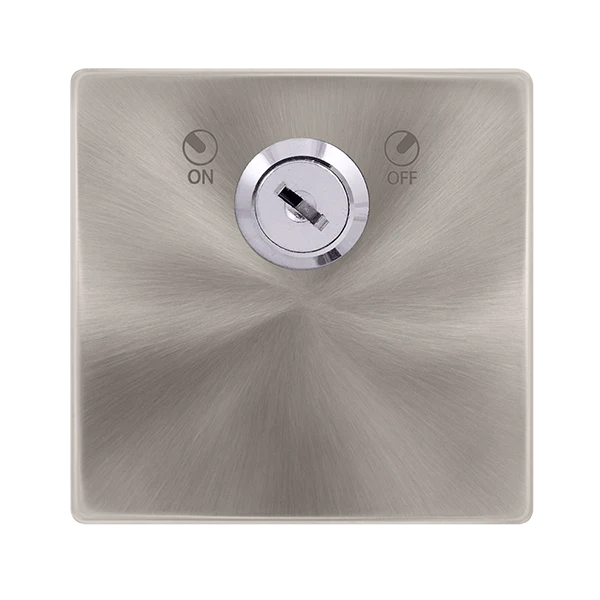 Scolmore SFBS660 20A DOUBLE POLE KEY LOCKABLE SWITCH - BRUSHED STEEL COVER PLATE