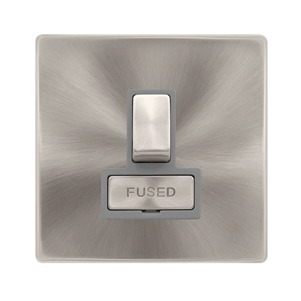 Scolmore SFBS751GY 13A INGOT SWITCHED FUSED CONNECTION UNIT - BRUSHED STEEL COVER PLATE - GREY INSERT