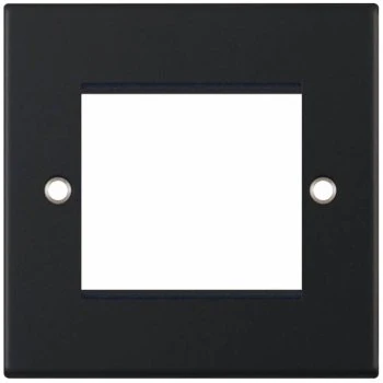 Selectric 5M Matt Black 1 Gang Euro Plate with Twin Aperture