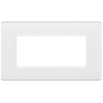 Selectric 5M-Plus Matt White 2 Gang Euro Plate with Quad Aperture