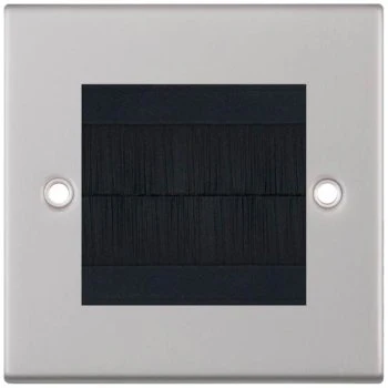 Selectric 5M Satin Chrome 1 Gang Brush Plate with Black Brush