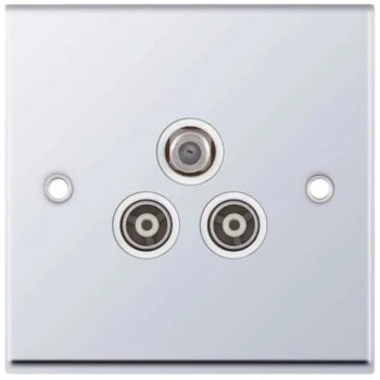 Selectric 7M-Pro Polished Chrome Triplex SAT/TV/FM Socket with White Insert