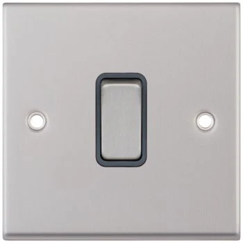 Selectric 7M-Pro Satin Chrome 1 Gang 10A 2 Way Switch with Grey Insert