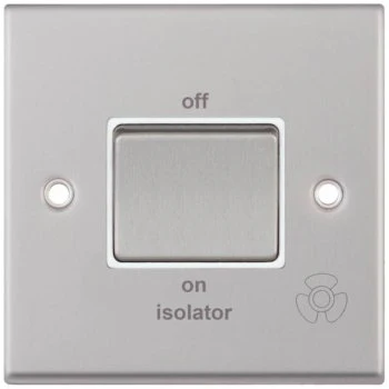 Selectric 7M-Pro Satin Chrome 1 Gang 10A 3 Pole Fan Isolator Switch with White Insert