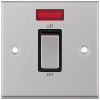 Selectric 7M-Pro Satin Chrome 1 Gang 45A DP Switch with Neon and Black Insert