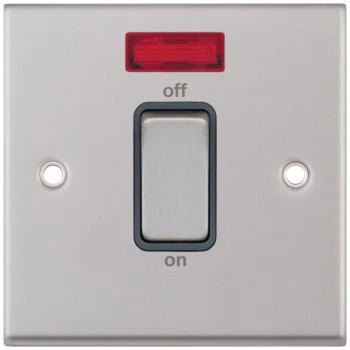 Selectric 7M-Pro Satin Chrome 1 Gang 45A DP Switch with Neon and Grey Insert