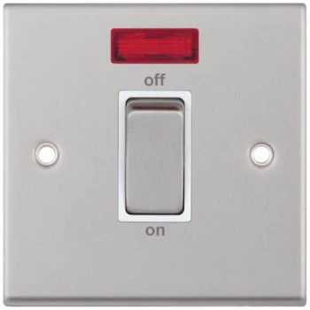 Selectric 7M-Pro Satin Chrome 1 Gang 45A DP Switch with Neon and White Insert