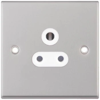 Selectric 7M-Pro Satin Chrome 1 Gang 5A Round Pin Socket with White Insert