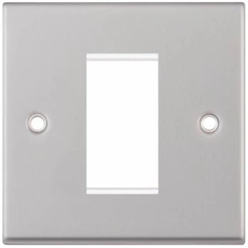 Selectric 7M-Pro Satin Chrome 1 Gang Euro Plate with Single Aperture