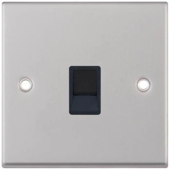 Selectric 7M-Pro Satin Chrome 1 Gang RJ11 Socket with Black Insert
