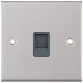 Selectric 7M-Pro Satin Chrome 1 Gang RJ11 Socket with Grey Insert