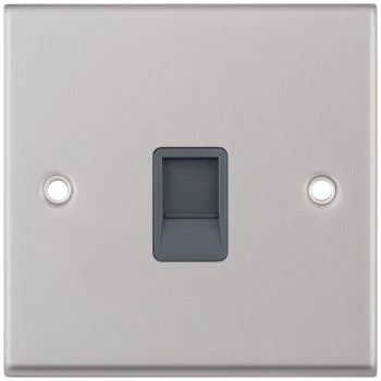 Selectric 7M-Pro Satin Chrome 1 Gang RJ45 Socket with Grey Insert